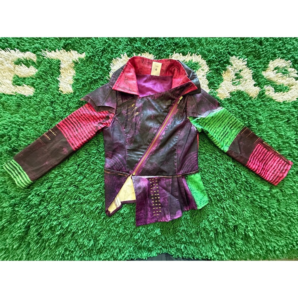 Disney Store Descendants Mal Jacket Girls 7/8 Purple Excellent Dragon Heart Moto